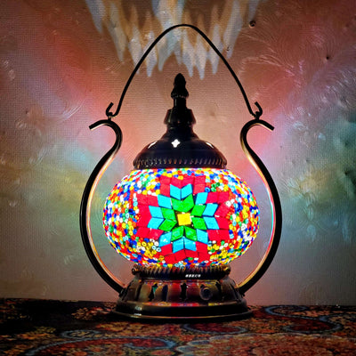 Moroccan Stained Glass Round Pot USB Rechargeable LED Portable Table Lamp