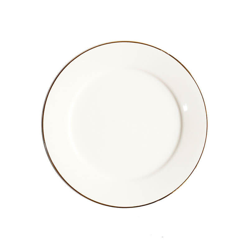 Nordic White Porcelain Gold Rim Dinner Plate