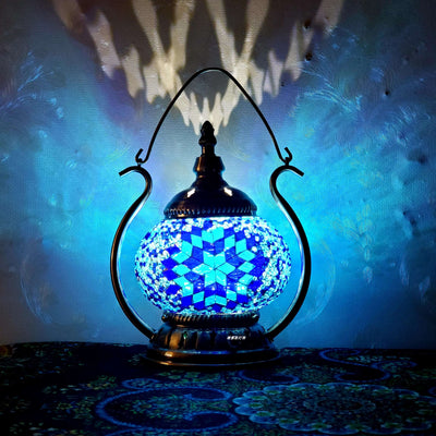 Moroccan Stained Glass Round Pot USB Rechargeable LED Portable Table Lamp