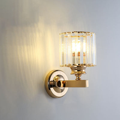 Modern Minimalist Oval Cylinder Hardware Crystal 1-Light Wall Sconce Lamp For Bedroom