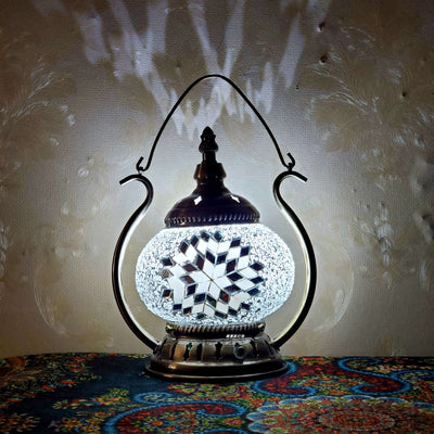 Moroccan Stained Glass Round Pot USB Rechargeable LED Portable Table Lamp