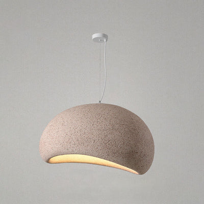 Traditional Vintage Arc Semicircular Imitation Stone Texture 1-Light Pendant Light For Living Room