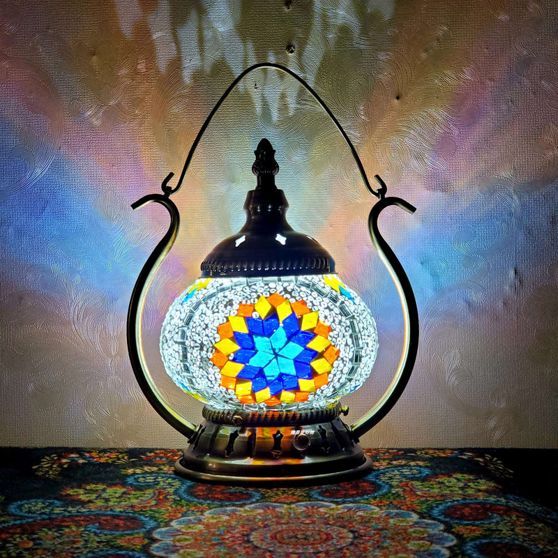 Moroccan Stained Glass Round Pot USB Rechargeable LED Portable Table Lamp