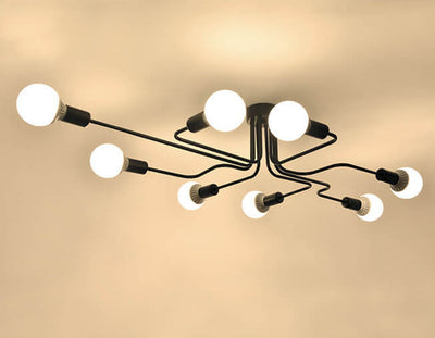 Schmiedeeiserne 8-Licht-Sputnik-moderne lineare Leiterplatten-Schirm-Beleuchtung für halbbündige Montage 