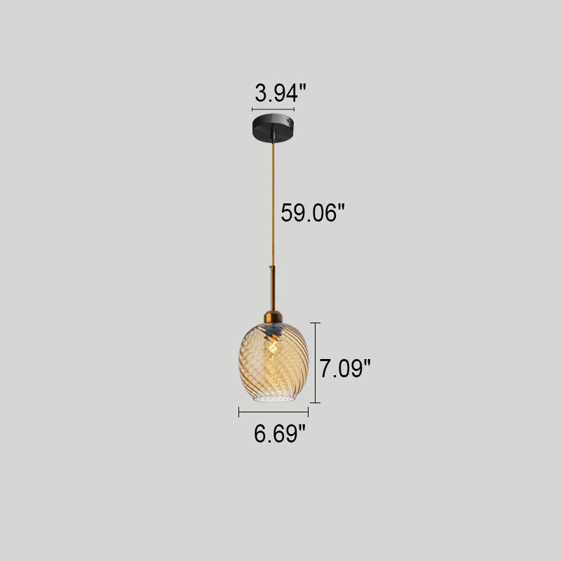 Nordische kreative runde geometrische strukturierte Glas-1-Licht-Pendelleuchte 