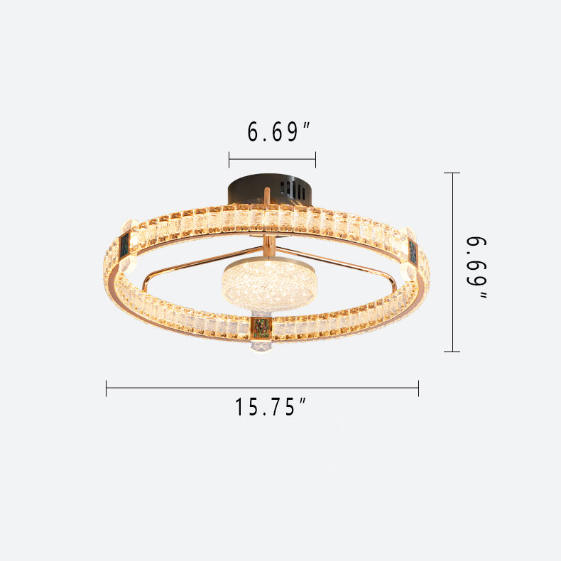 Light Luxury Minimalist Crystal Ring LED Flush Mount Light