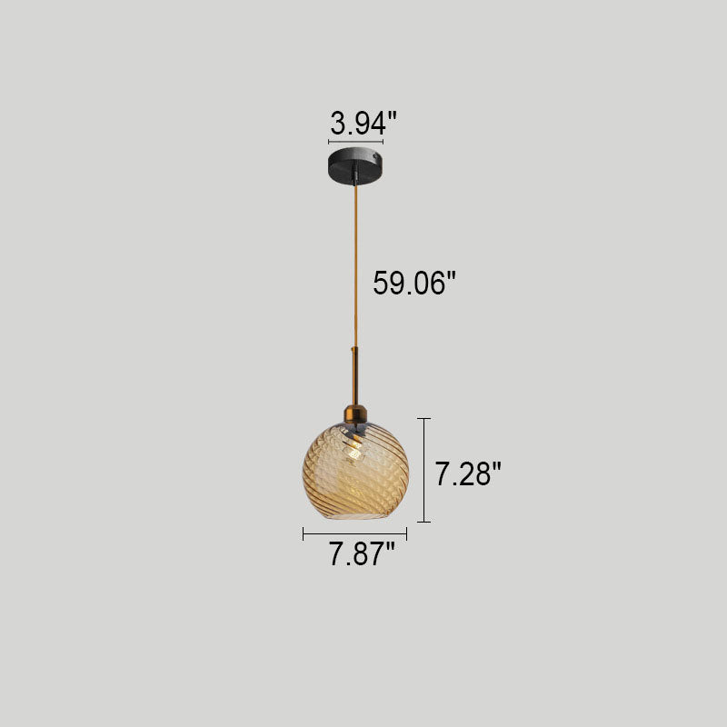 Nordische kreative runde geometrische strukturierte Glas-1-Licht-Pendelleuchte 