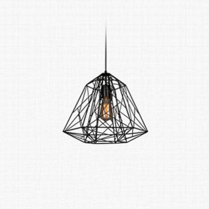 Vintage Industrial Iron Cage 1-Light Pendant Light