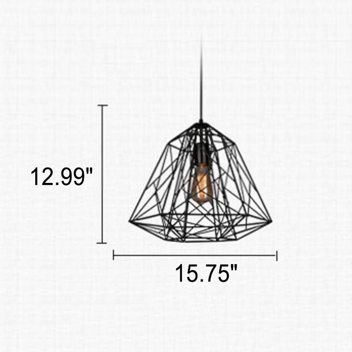 Vintage Industrial Iron Cage 1-Light Pendant Light