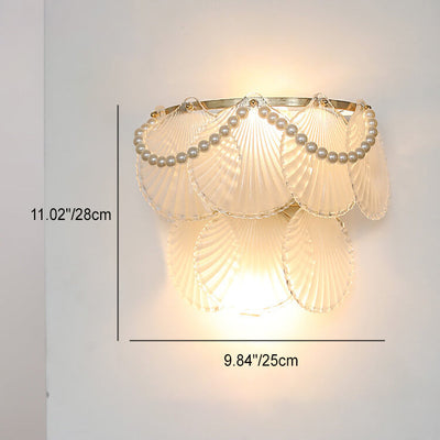 Contemporary Luxury Gold Finish Frame Pearl Water Grain Glass Sheet 2-Light Wall Sconce Lamp For Living Room