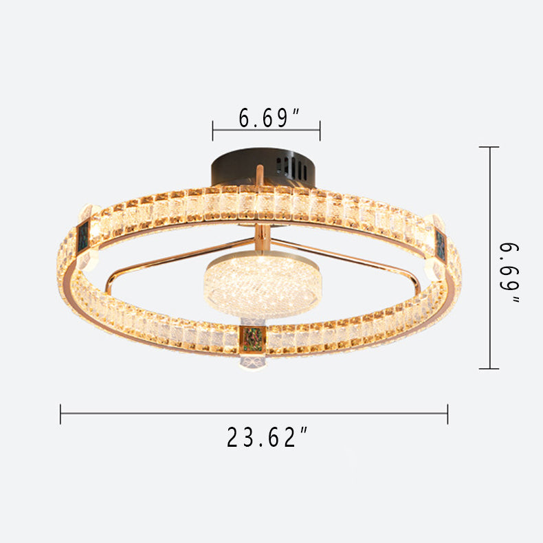 Light Luxury Minimalist Crystal Ring LED Flush Mount Light