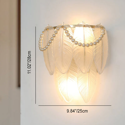 Contemporary Luxury Gold Finish Frame Pearl Water Grain Glass Sheet 2-Light Wall Sconce Lamp For Living Room