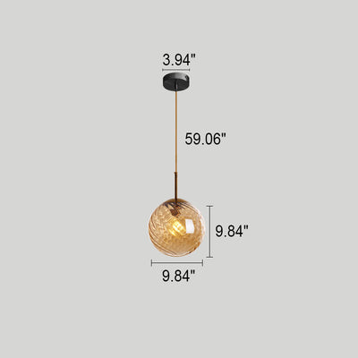 Nordische kreative runde geometrische strukturierte Glas-1-Licht-Pendelleuchte 