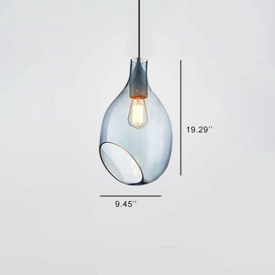 Lampe suspendue à 1 lumière en verre de bouteille ovale minimaliste moderne 